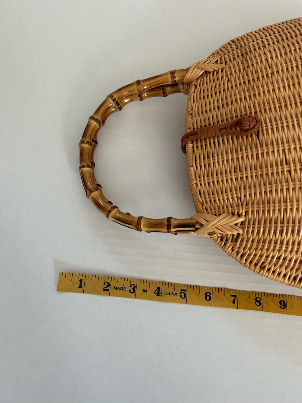 J McLaughlin Aria Wicker Satchel Handbag with Bamboo Handle - Picture 11 of 11